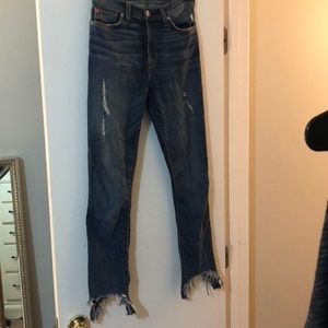 Distressed Ankle cropped Hudson Jeans